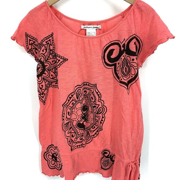 Disneyworld women's coral Mickey Mouse top Size Small - Picture 1 of 7